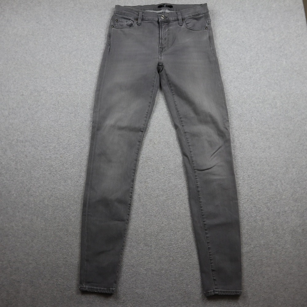 7 For All Mankind Skinny Jeans Womens 27 Grey Denim Pants Stretch Slim Fit